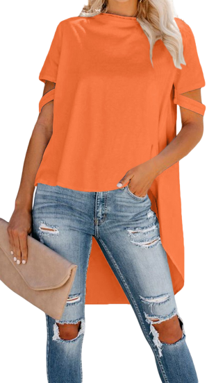 Asymetrické tričko s krátkými rukávy Vebtura, oranžové