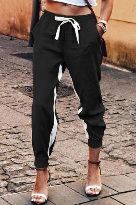 Dlouhé modní kalhoty s elastickým pasem Frieda, černé