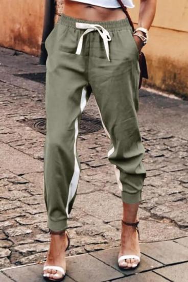 Dlouhé modní kalhoty s elastickým pasem Frieda, zelená
