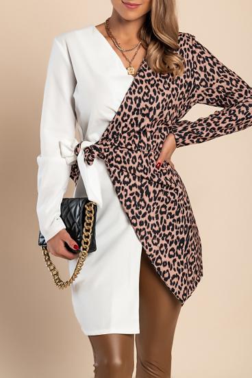 Elegantní tunika s leopardím vzorem Keely, bílá