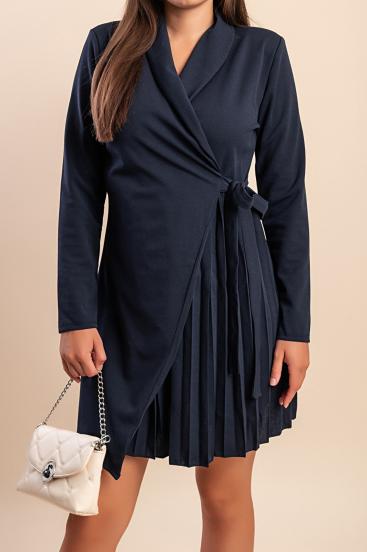 ELEGANTNÍ MINI ŠATY SE SKLÁDACÍ SUKNÍ DENVER, TMAVĚ MODRÁ