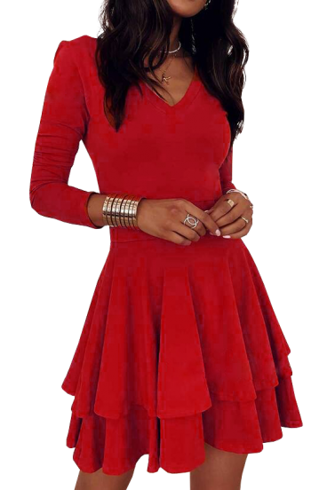 Elegantní mini šaty s V- výstřihem Kyliana, červené