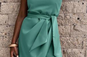 Elagantní mini šaty s jedním ramínkem a crossoverovou sukní Ireland, mátová