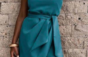 Elagantní mini šaty s jedním ramínkem a crossoverovou sukní Ireland, olejově zelená