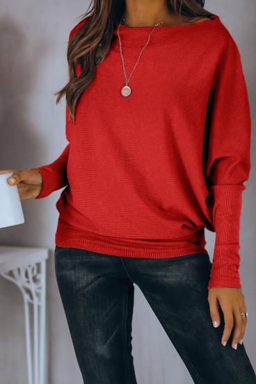 ,,Oversized,, tričko s volnými rukávy Danica, červené