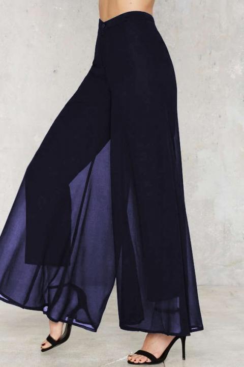 Elegantní dlouhé kalhoty Veronna, tmavě modré