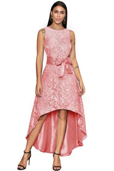 Elegantní mini šaty bez rukávů s krásnou krajkou Suzan, růžové
