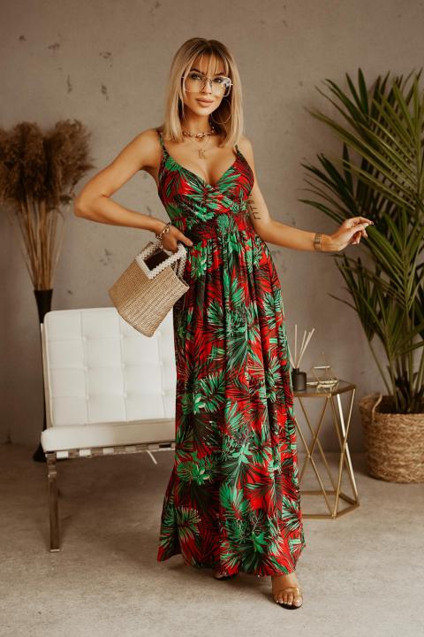 Elegantní maxi šaty s potiskem Levanza, červené