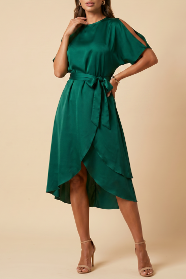Elegantní midi šaty s výstřihem Thiena, zelené
