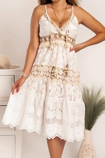 Krajkové letní midi šaty Aressa, bílé