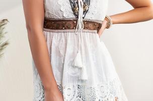 Krajkové mini letní šaty Selfoss, bílé