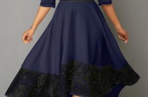 Elegantní šaty s krajkou Bianca, tmavě modré