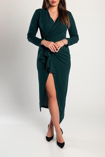 Elegantní midi šaty s 3/4 rukávy Brynlee, tmavě zelené