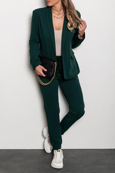 Elegantní kalhotový kostým Estrena, zelená
