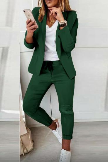 Elegantní kalhotový kostým Estrena, zelená