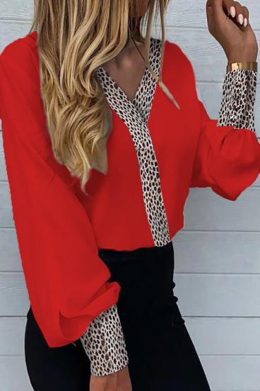 Elegantní halenka s leopardím vzorem Polina, červená