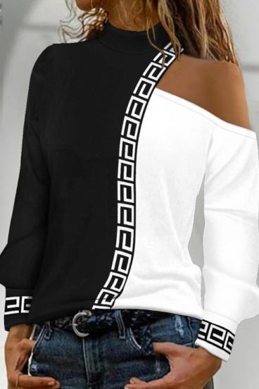 Tričko s geometrickým potiskem Nelyn, černo-bílé