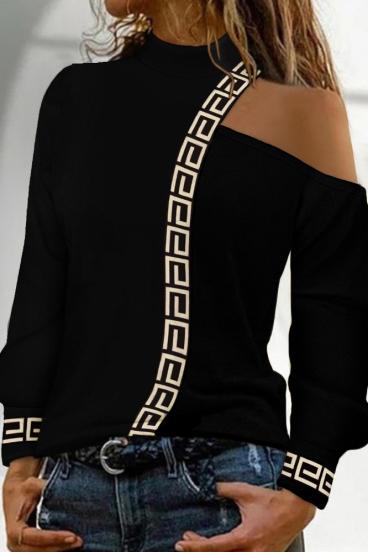 Tričko s geometrickým potiskem Nelyna, černé