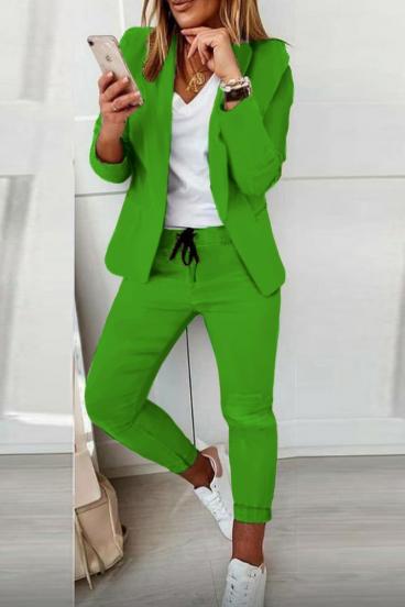 Elegantní jednobarevné kalhoty Estrena, zelená
