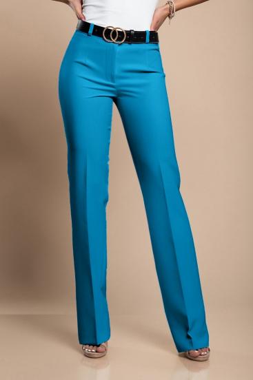 Elegantní dlouhé kalhoty s rovným střihem, světle modré