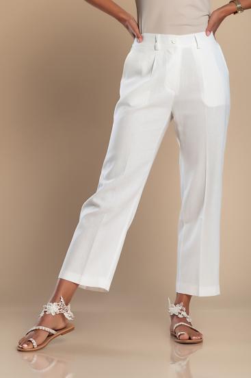 Elegantní plátěné kalhoty, bílé