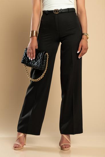 Elegantní dlouhé kalhoty s volným střihem, černé