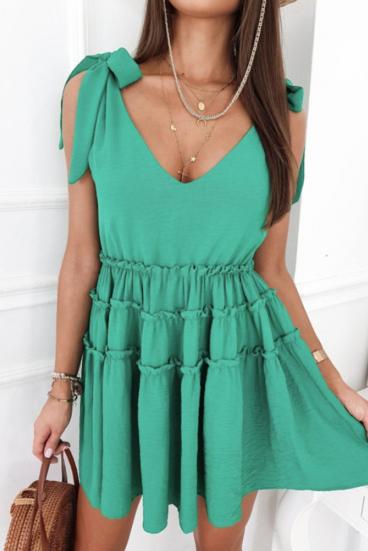Mini šaty s volánky, zelené