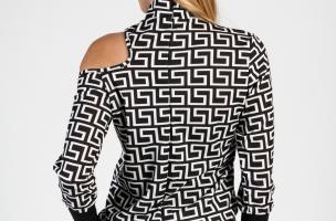Elegantní tričko s geometrickým potiskem a výstřihem Venitya