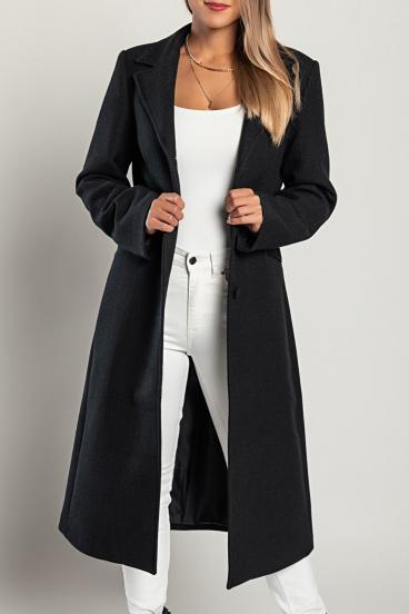 Elegantní dlouhý kabát, černý