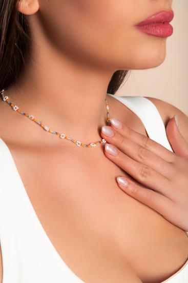 Vícebarevný skleněný perlový náhrdelník, ART482, vícebarevný