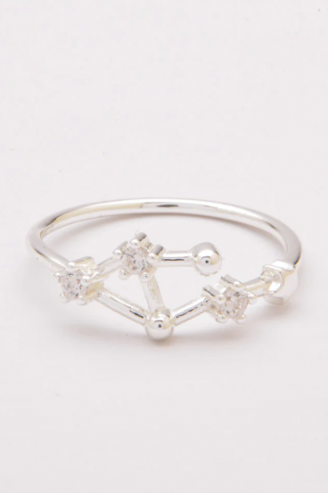 Stříbrný prsten s ozdobnými diamanty, ART502 LIBRA, stříbrná barva