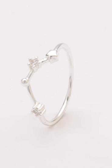 Stříbrný prsten s ozdobnými diamanty, ART503 - AQUARIUS, stříbrná barva