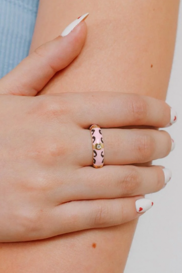 Prsten s potiskem, ART2218, růžová barva