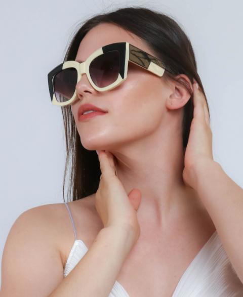 Dvoubarevné kombinované sluneční brýle, ART2175, černá a bílá