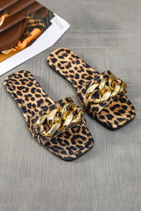 Pantofle s hranatou špičkou Befana, Leopardí