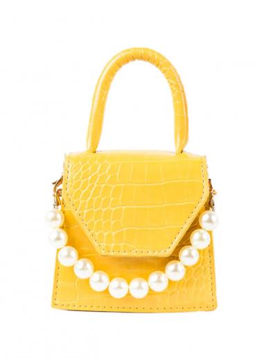 Malá kabelka s ozdobnými perličkami, ART814, žlutá