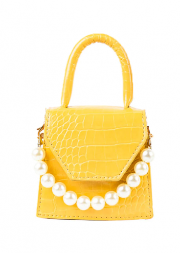 Malá kabelka s ozdobnými perličkami, ART814, žlutá
