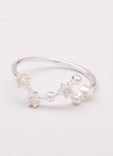 Stříbrný prsten s ozdobnými diamanty, ART494 - BIK, stříbrná barva