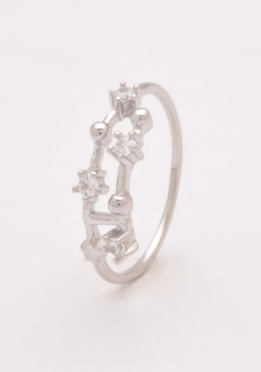 Stříbrný prsten s ozdobnými diamanty, ART495 - KOZOROH, stříbrná barva