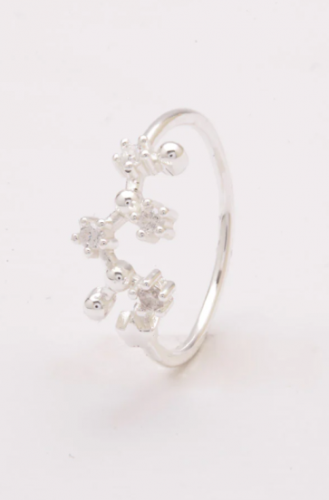 Stříbrný prsten s ozdobnými diamanty, ART499 - STŘELEC, stříbrná barva