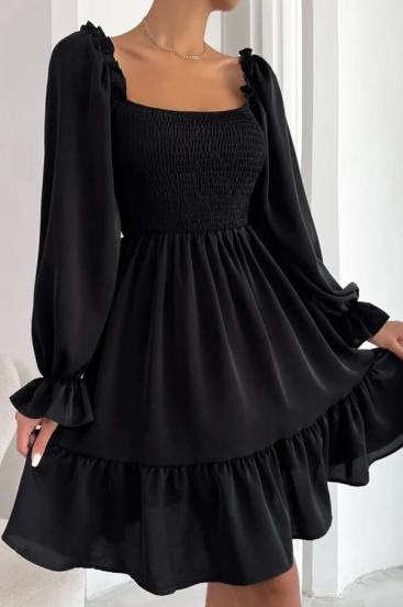 Mini šaty s volánky, černé