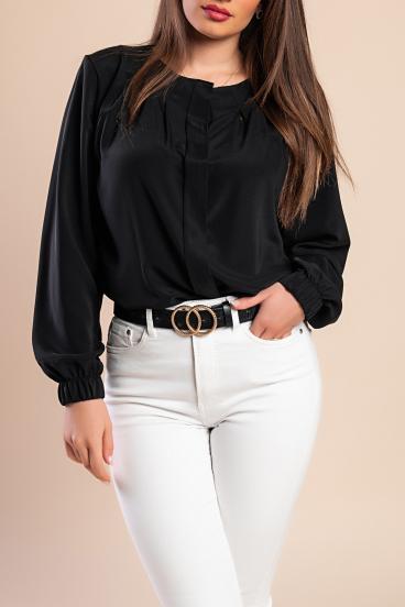 Elegantní košile s kulatým výstřihem, černá