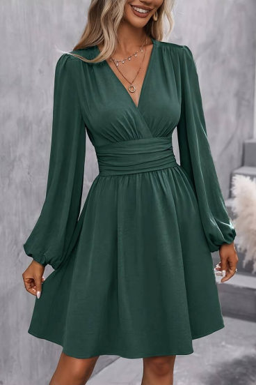 Midi šaty s elastickým pasem, zelené