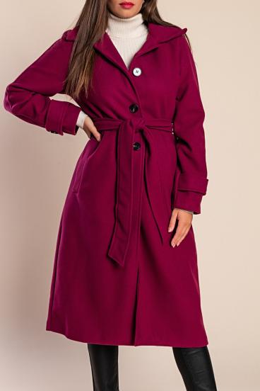 Elegantní kabát na knoflíky, fuchsie