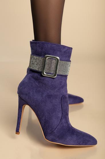 Elegantní kotníkové boty na vysokém podpatku, fialová