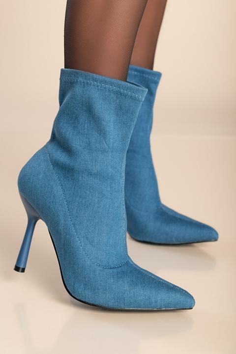 Kotníkové boty na vysokém podpatku, modré