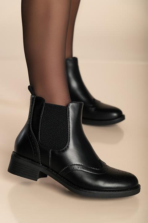 Klasické kotníkové boty z imitace kůže, černé