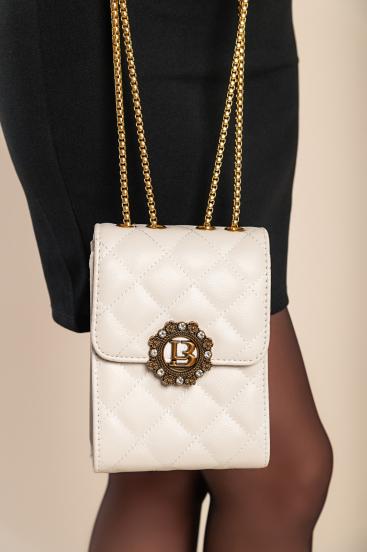 Elegantní malá kabelka s prošívaným detailem, bílá