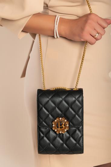 Elegantní malá kabelka s prošívaným detailem, černá