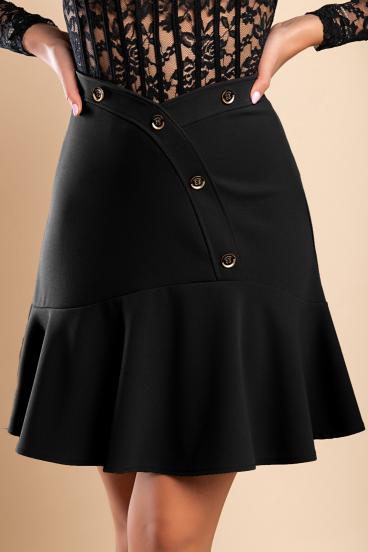 Mini sukně s ozdobnými knoflíky, černá